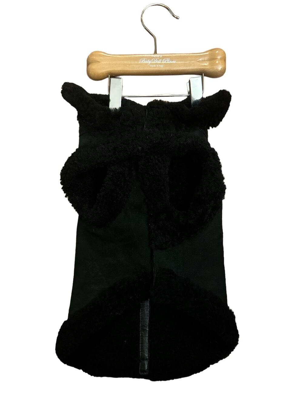 Donald Pliner Friends of baby Doll Pliner suede black sherpa dog coat size M
